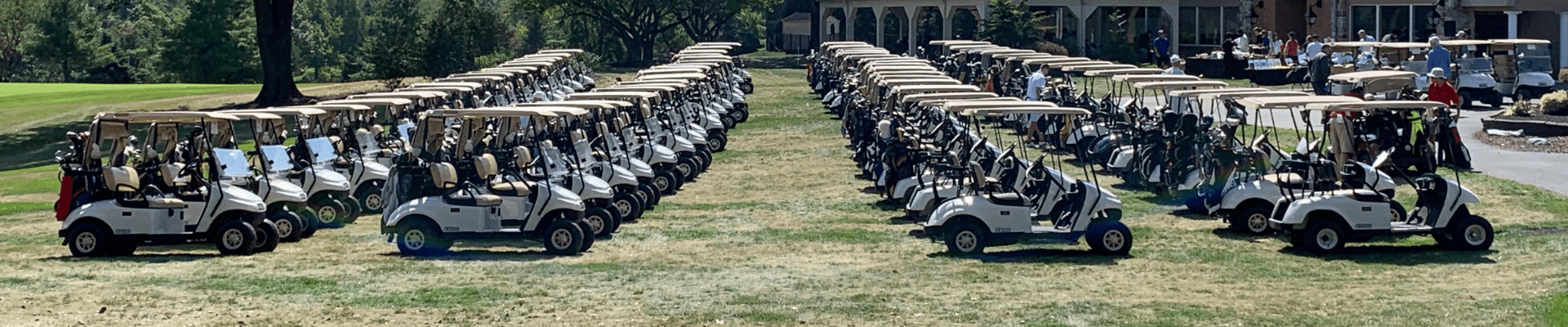 Golf banner with golf carts